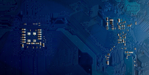Electronic circuit board close up. semiconductor chip, microchip technology, hardware computer,...