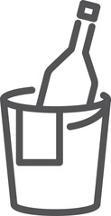 Obraz premium Wine bottle cooling in ice bucket linear icon