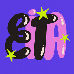 "eita" lettering black pink writing purple background 