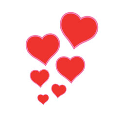 floating love hearts. small red hearts vector illustration. passion or valentine message poster