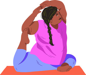 woman practicing yoga braids transparent background