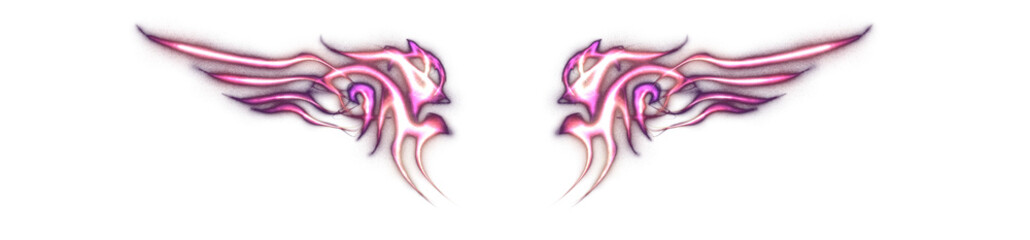 Obraz premium Abstract glowing stylized wings, isolated on transparent background in blue and violet toned. Neon glow angel wing. Happy Valentines day, attributes. Png