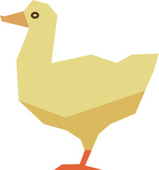 Duckling icon. Baby duck in polygonal style. Wild bird
