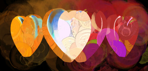 3D Illustration Hearts Romantic Background