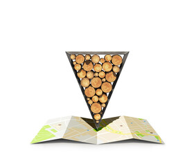 Firewood delivery. Label on the card. 3d illustration