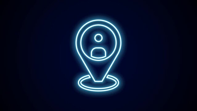 Glowing neon line Taxi client icon isolated on black background. 4K Video motion graphic animation