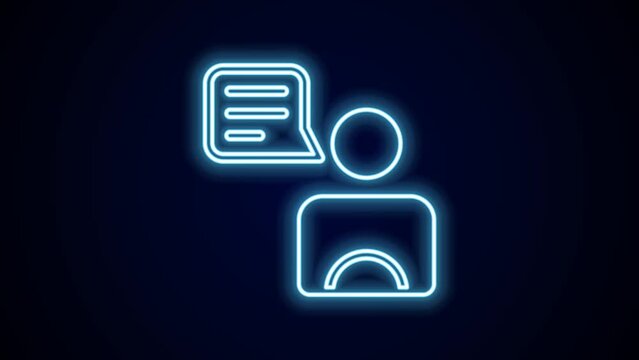 Glowing neon line Taxi driver icon isolated on black background. 4K Video motion graphic animation