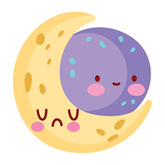 full and crescent moon kawaii