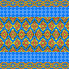 blue seamless geometric ethnic pattern with shapes