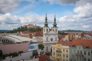 Fototapeta na wymiar Aerial view of Brno with Spilberk Castle and St. Michael Church - Brno, Czech Republic
