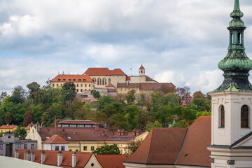 Obraz premium Aerial view of Brno with Spilberk Castle - Brno, Czech Republic