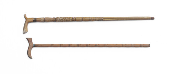 wooden sticks for walking isolated on white background