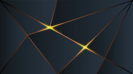 Abstract Luxury low poly background with gold frame panels and lights