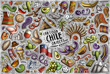 Set of Chile traditional symbols and objects