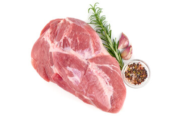 Pork ham meat, isolated on white background.