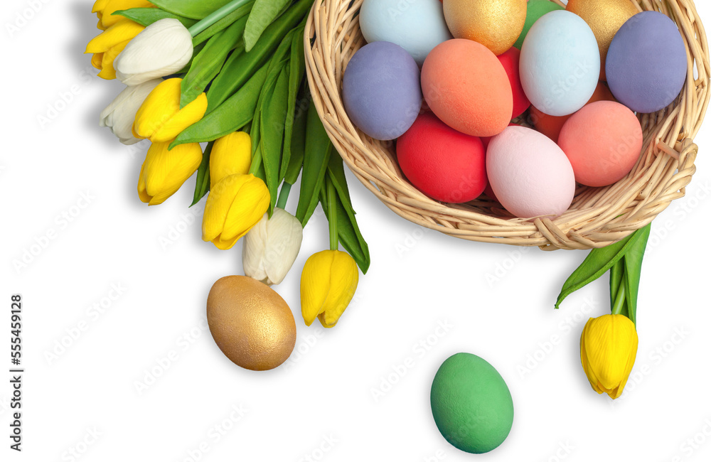 Poster Colored Easter eggs and bird's Nest