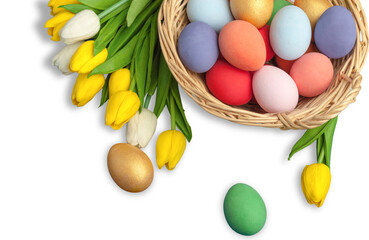 Obraz na płótnie Canvas Colored Easter eggs and bird's Nest