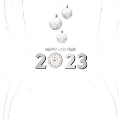 Happy New Year Celebration 2023 with typography lettering. Vector illustration, text and number