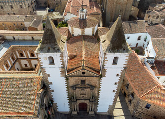 Aerial view of Caceres, Unesco world heritage in Extremadura, Spain. High quality photography . 