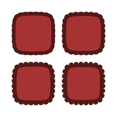 Scallop Edge Red Squircle Stroke Shapes