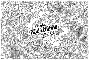Set of New Zealand traditional symbols and objects - obrazy, fototapety, plakaty