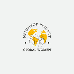 Global Woman Silhouette logo world modern