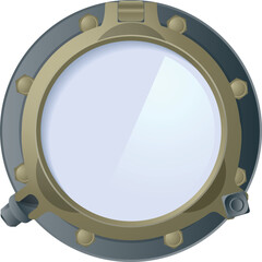 Obraz premium Porthole glass. Submarine window. Futuristic metal frame