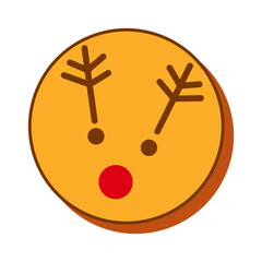 illustration of a deer head on Christmas gingerbread, cute Christmas animal flat design.