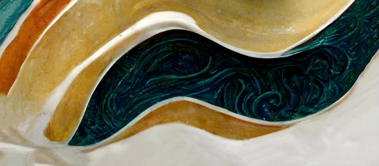 Foto op Plexiglas Abstract ceramic motif. colorful wave background. Antique metallic color combination © Parag