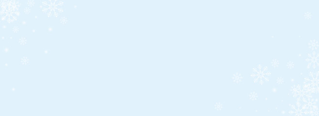 White Snow Vector Panoramic Blue Background.