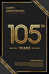105th Anniversary. Anniversary Template Design With Golden Text. Double Line Design Concept. Vector Template Illustration