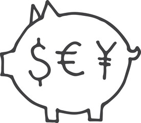 Money pig doodle icon. Financial savings sketch