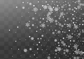 Light Snowfall Vector Transparent Background.
