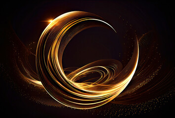 abstract background with glowing neon gold lights