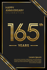 165th Anniversary. Anniversary Template Design With Golden Text. Double Line Design Concept. Vector Template Illustration
