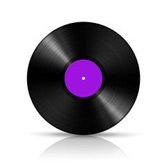 Obraz premium Purple vinyl record isolated on white background