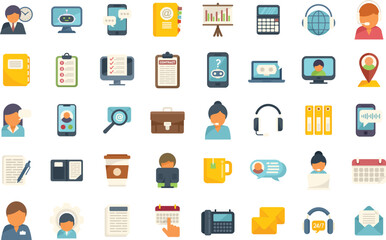 Personal assistant icons set flat vector. Voice listen. Sound command isolated