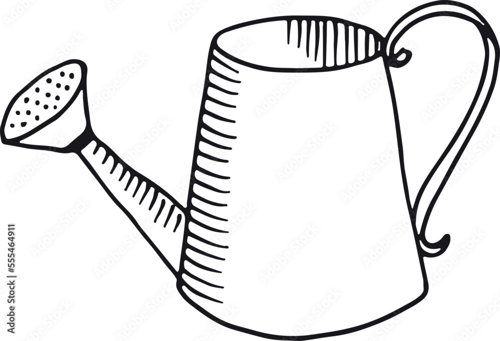 Poster Watering can icon. Hand drawn gardening tool