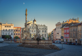 Fototapeta na wymiar Lower Square with Neptune Fountain and Marian Plague Column - Olomouc, Czech Republic