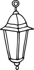 Lantern sketch. Outdoor light doodle. Lamp icon