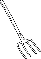 Pitchfork icon. Hand drawn farmer tool sketch