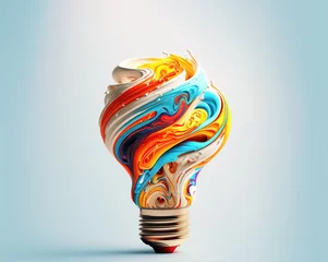 Foto op Plexiglas new colorful idea , with lightbulb made out of swirling paint © IBEX.Media