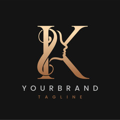 Classic Letter K Beauty Women Face Logo