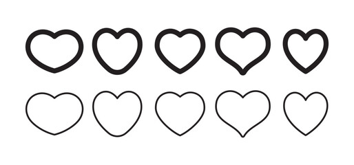 Hearts icon collection. Set of hearts. Linear and flat design, valentine's day love symbol.