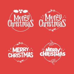 Merry christmas lettering design. Xmas holidays decoration badge.