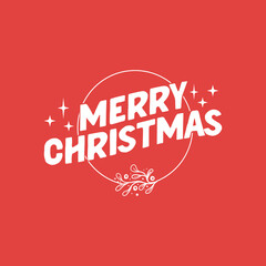 Merry Christmas lettering. Decorative holidays badge. Xmas celebration design for card or banner.