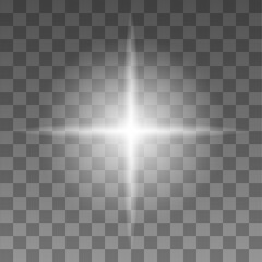 Glow. Realistic flash on a transparent background. Shine. Star.
