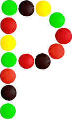 Smartie Alphabet made from colored candy