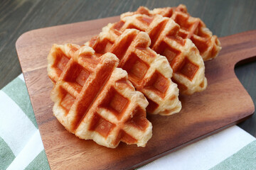 Croffles, a Tasty Hybrid Puff Pastry Made by Baking Croissant Dough on a Waffle Pan