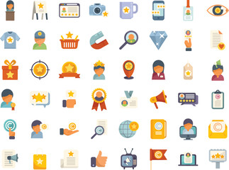 Brand ambassador icons set flat vector. Influence pr. Megaphone brand isolated